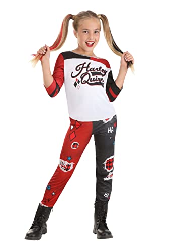 Fun Costumes Girl's Harley Quinn Suicide Squad Costume, Jester Jumpsuit for Super Villain Outfit, Comic Cosplay & Halloween Medium