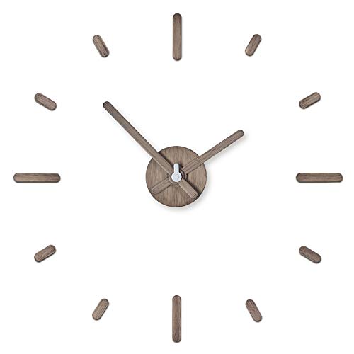 Presentime & Co Large Frameless DIY Wall Clock for Modern Home/Office Decoration, Silent no Ticking, Light Gray Oak Style. Wall Décor for Living Room, Dining Room, Kitchen, Bedroom, Class Room.