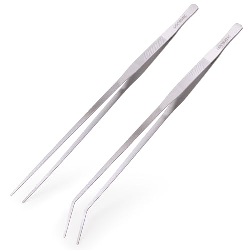 VORESTIC Extra Long Aquarium Tweezers Curved and Straight, 23.6 inches Terrarium Tweezers, Extra Long Tweezers Set, Reptile Feeding Tongs