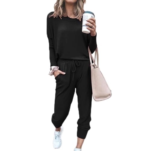 Women's Solid Color Korean Style Fashion Hooded Sweatshirt And Pants Set 2 Piece Outfit