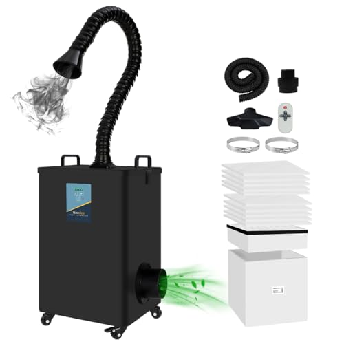 FumeClear FC-2002A Laser Fume Extractor for S1, D1 Pro 10W to 20W Laser Engraver, 260m³/h Strong Suction, Low-Noise with 12 Filters Solder Fume Extractor for Soldering Laser Engraving Smoke Cleaning