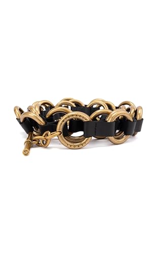 Michael Kors Women's Multi Ring Belt, Stylish & Versatile Fashion Accessory for Everyday Wear, Black/Antique Gold, S/M