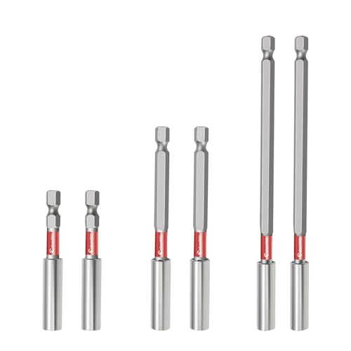 ColumPRO 6PCS Magnetic Impact Bit Holder,1/4" Hex Shank S2 Steel Magnetic Drill Bit Extension Holder,Straight Without Bending Screwdriver Bit Extender, 2.6", 4", 6" Extensions