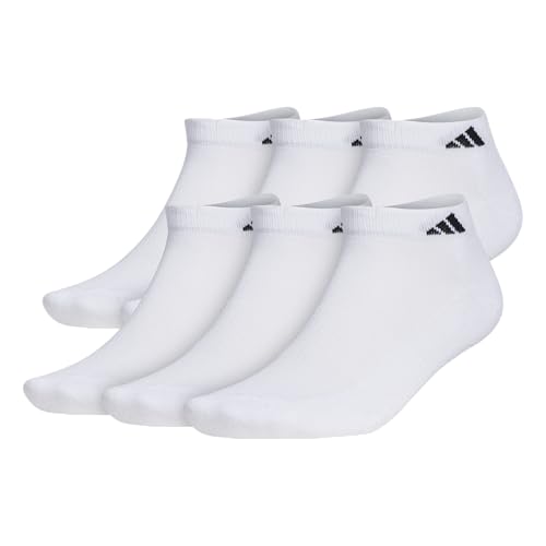 adidas Men's Athletic Cushioned Low Cut Socks with Arch Compression for a Secure fit (6-Pair), White/Black, L