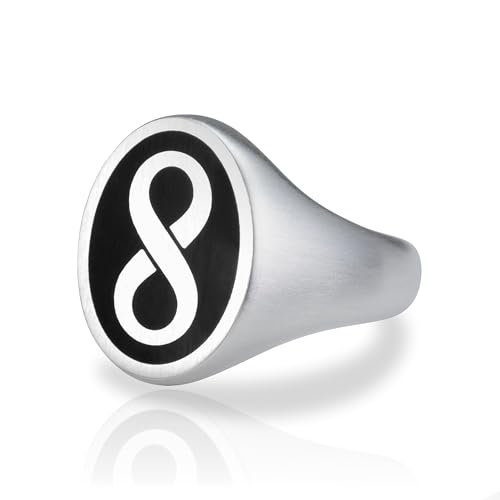 ✪VARTOVAR JEWELRY✪ Men's Signet Ring with Custom Made Number's, Slipknot Forever Infinity Symbol, Corey Taylor number 8 Ring, Heavy Jewelry in Real Sterling Silver 925, Comfort Fit Excellent Quality