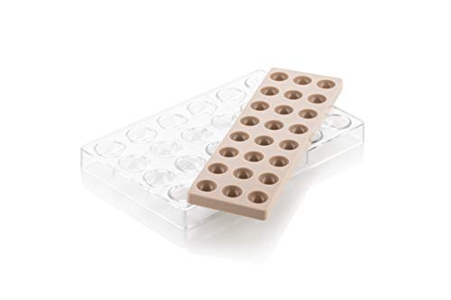 Silikomart Kit Semisfera01 Clear Tritan-Plastic Chocolate Mold with 24 Hemisphere Cavities 31mm Diameter, Plus Silicone Mold with 24 Hemisphere Cavities to make the Chocolate-Hemispheres’ Fillings