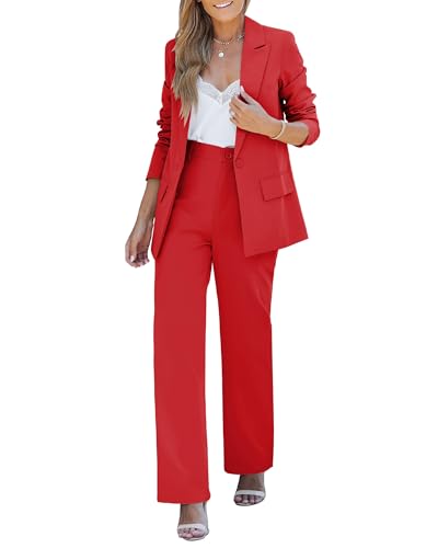 LookbookStore Womens 2 Piece Pants Sets Sets for Women Clothing Two Piece Women's Blazers & Suit Jackets Pants Suits for Women Dressy Women Sets 2 Piece Outfits Dressy True Red Size Medium