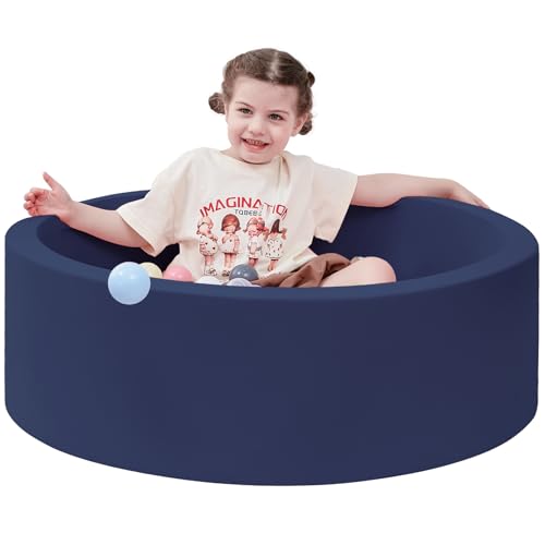 SHJADE Foam Ball Pit, 35.4"x 11.8" Ball Pits for Toddlers, Soft Round Kiddie Baby Playpen Ball Pool for Kids, Ideal Gift for Babies Indoor and Outdoor Game, Blue, (Balls not Included)