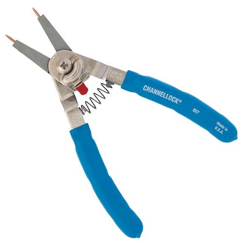 Channellock 927 8-Inch Snap Ring Plier | Precision Circlip Retaining Ring Pliers | Includes 5 Pairs of Interchangeable Tips | Made in the USA