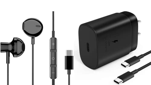 25W Type C UL Certified Fast Adapter Charger for Huawei nova 5T with 4FT (1.2M) UrbanX USB C PD Charging and Data Transfer Cable and USB Type C Headphones – 3 Items
