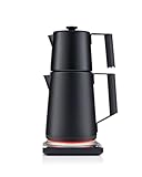 SAKI Electric Turkish Tea Maker Pro, 110V Double Pot Electric Tea Kettle, 304 Stainless Steel BPA Free Turkish Tea Set, LED Indicator, Auto Shut-Off & Boil-Dry Protection, 1.75L, (Matte Black)