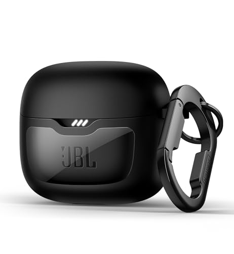 SURITCH Magnetic Bumper Case Compatible with JBL Tune Flex Earbuds, Rugged Shockproof Protective Covers for JBL Tune Flex with Magnetic Lid Lock & Carabiner & Cleaning Kit & Removal Tool, Black