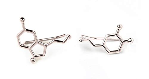 Dopamine earrings Serotonin, Silver jewelry molecule, mix match earrings comfortable, ear cuff science gift nurse, doctor jewelry graduation gift, happiness hormones earrings 0.002