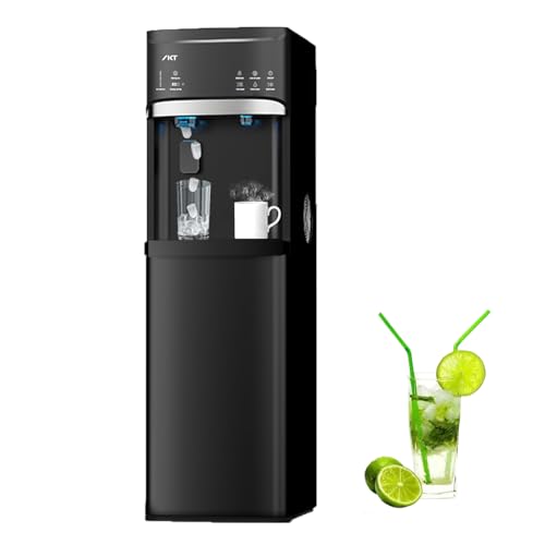 IKT Self-Cleaning Bottom Load Water Cooler Dispenser with Ice Maker for 5 Gallon Bottle 3 Temperature Settings 22lbs Daily Capacity Perfect for Home Black