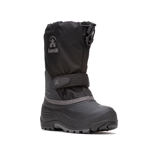 Kamik Kids Waterbug 5, Waterproof Winter Boots,Black/Charcoal,6