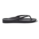 Archies Arch Support Flip Flops for Men & Women – Orthotic Sandals for Plantar Fasciitis Relief – Lightweight, Cushioning, Shock-Absorbing Sandals for Walking, Foot Pain & All-Day Comfort - Black (US Men's 6 / US Women's 7)