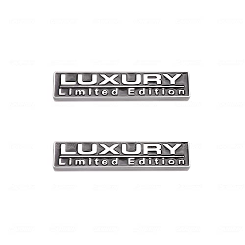CARRUN 2 Pcs Luxury Limited Edition Emblem Auto Racing Sport 3D Badge Rear Trunk Sticker Side Fender Decal (Silver Black), CR-2Luxury
