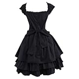 M4U Womens Classic Black Layered Lace-up Goth Lolita Dress XXL