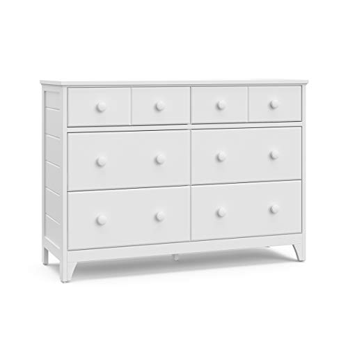Storkcraft Moss 6 Drawer Universal Double Dresser (White) – GREENGUARD Gold Certified, Nursery Dresser Drawer Organizer, Chest of Drawers