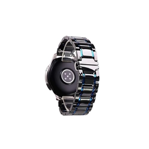 20mm 22mm 24mm Steel Ceramic Strap For Samsung Galaxy Watch4 5 40mm 45 44mm Pro Amazfit Gts Watch Band Wristband For Huawei Replacement Watch Band (Color : Black and blue, Size : 22mm)