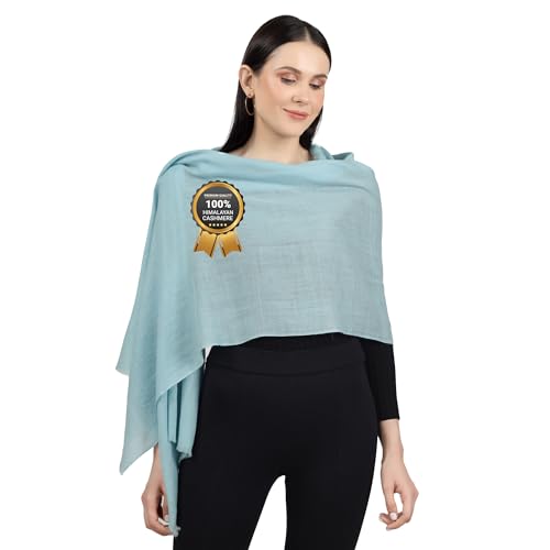 PASHWRAP 100% Himalayan Ultra Thin Cashmere Wrap |Soft Lightweight Cashmere Scarf | Kashmiri Pashmina Shawl | Luxury Gift For Women | Ideal For Travel Turquoise