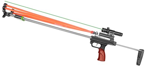 Hunting Slingshot Rifle with Sight – 12mm Steel Barrel, 88cm Max Draw, Stainless Steel Trigger, Adjustable Buttstock, Metal Grip –60m/s Rate for Long-Range Shooting(Black)