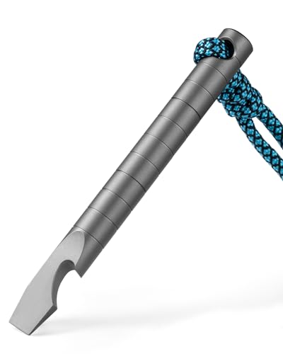 TISUR Titanium EDC Pry Bar, Keychain Prybar Multitool With Beer Bottle Opener, 6 in 1 Portable Pocket Mini Crowbar Tool (Gray)