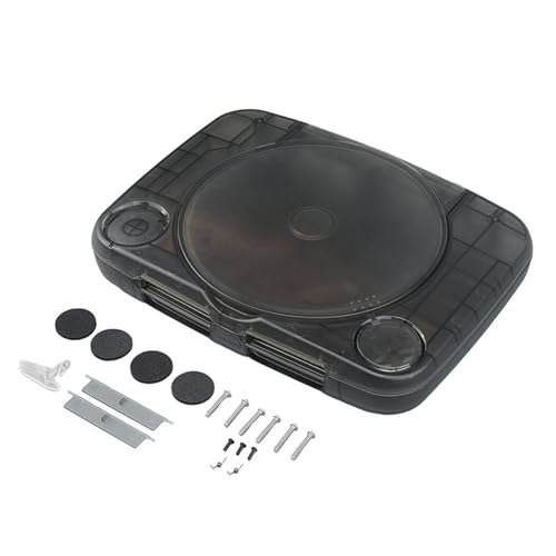 Hzxkqmil Replacement Shell Game Console Case for PlayStation PS One, Translucent Housing Cover Kit Accessories for PS ONE Retro Video Game Console (Transparent Black)