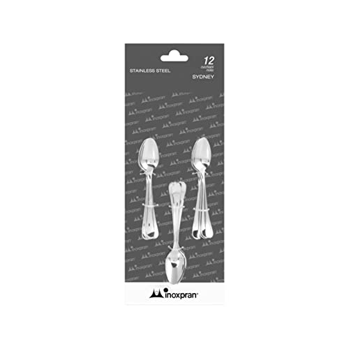 INOXPRAN - 12 SYDNEY Moka Spoons, Coffee Spoons Made of Stainless Steel, Strong and Durable, Elegant and Modern Design, 100% Made in Italy, Dishwasher Safe