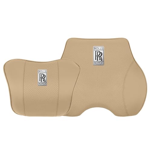 FYBSDC Car Headrest Lumbar Support for Rolls-Royce Black Badge SUV, Comfort Leather Memory Foam Car Neck Lumbar Support Pillow Cushion,C