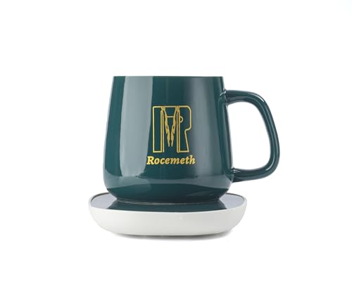 ROCEMETH Coffee Mug Warmer,16W Power Heating Pad – Coffee Warmer for Desk With 350ml Coffee Cup Smart Temperature Control Eco-Friendly, 220V Energy Saving Gift Set Keeps Tea, Coffee & Milk Hot (Green)