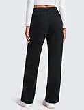 CRZ YOGA Cotton Fleece Lined Sweatpants Women 30" Straight Leg Casual Lounge Sweat Pants for Women Black Medium