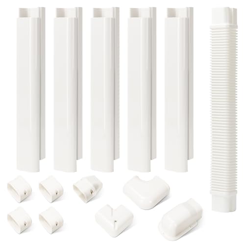 HOXHA 3" W 10Ft L Mini Split Line Set Cover Kit Air Conditioners Decorative PVC Slim Line Cover for Central AC & Heat Pumps Systems Tubing Cover