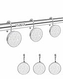 Shower Curtain Hooks,Stainless Steel Shower Curtain Rings with Minimal Colorful Lines Small Flowers White Crystal Glass Design Rust-Resistant Decorative Shower Curtain Hooks for Bathroom 12PCS