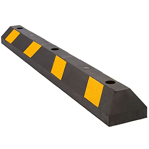 Guardian 4' Rubber Parking Curb with Mounting Holes Hi-Vis Yellow UV-Resistant for Paved, Gravel Parking Lot 4" H