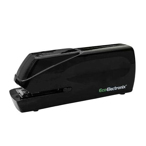EcoElectronix Portable Automatic Electric Stapler - 30 Sheet Capacity, Quiet Operation, Jam-Free and Easy Reload - AC Adapter/Battery Powered, (Black)