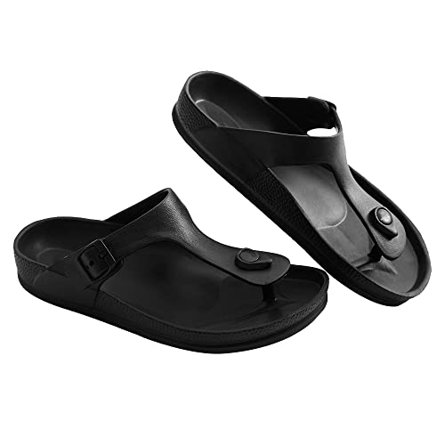 Luffymomo Comfort Footbed Eva Flip fiop Thong Sandals for Womens (8 M US Black)