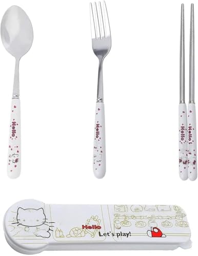 Portable Stainless Steel Flatware Set, 3 Pack Reusable Travel Utensils Dinnerware Set with Case, Camping Cutlery Set, Chopsticks Fork Spoon Tableware