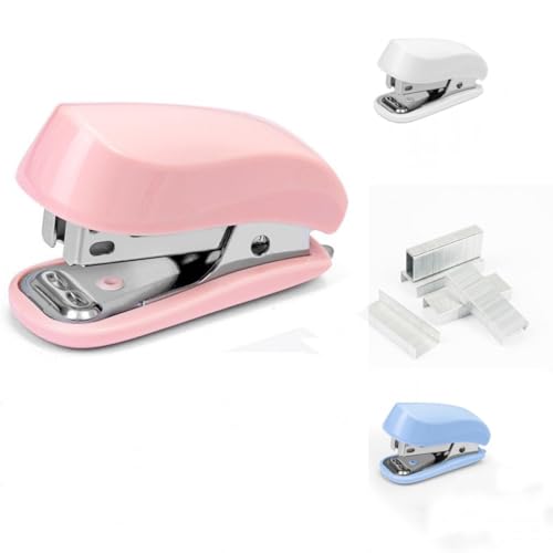 Pink Color Mini Stapler with Staples,Small Cute Stapler for Desk,Gift for Student or Office Use (Pink)