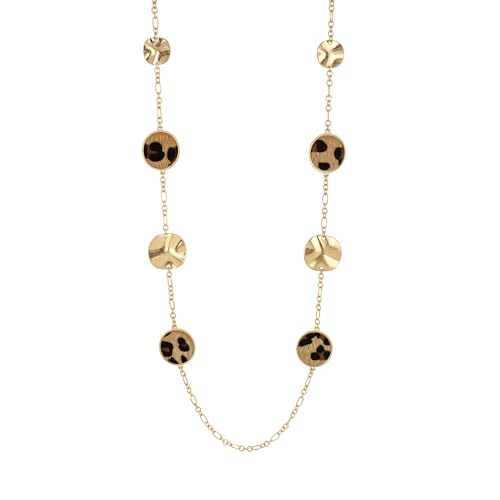 DAUPLAISE Jewelry Gold Pendant Necklace for Women, Long Leopard Necklaces with Animal Print Accents, 36" Cheetah Print for Layering or Statement Wear
