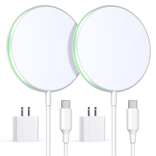 2 Pack Magnetic Wireless Charger 15W Apple Mag-Safe Charger with 20W Adapter for iPhone 16/15/14/13/12 Pro/Max/Plus/Mini AirPods 3/2/Pro 2/Pro Mag Safe Wireless Charging Pad with 5ft Charging Cable