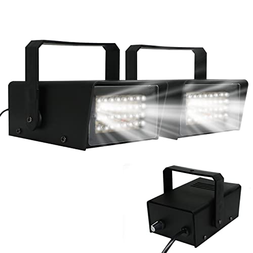 2Pack 32 LED Mini Strobe Light White Color with 32 Super Bright LED Bulbs for Halloween,Adjustable Flash Speed Control for Christmas,Clubs,Stage Light Effect, Disco,Bars,Party Lights