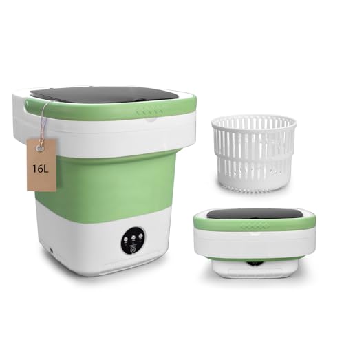 Portable Mini Washing Machine, 16L Upgraded with Spin Basket Laundry Machine, 3 Cleaning Modes Suitable for Small Clothes, Foldable Design Ideal for Hotel, Home, Apartment, Campain