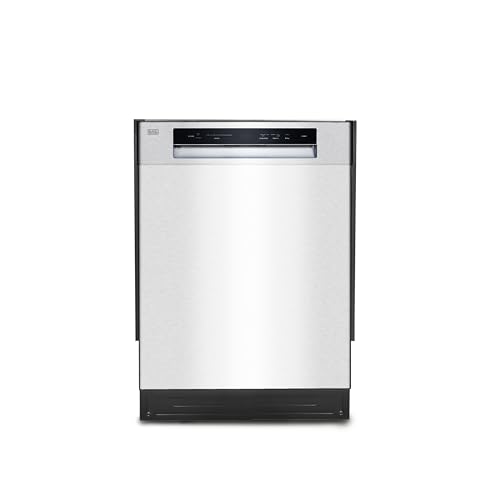 BLACK+DECKER 24" Built-In Dishwasher, 12-Place Setting Capacity with Stainless Steel Tub, Dish Washer with 5 Wash Programs and Smart Wash Cycle, ENERGY STAR Certified, BDW100MS, Stainless Steel