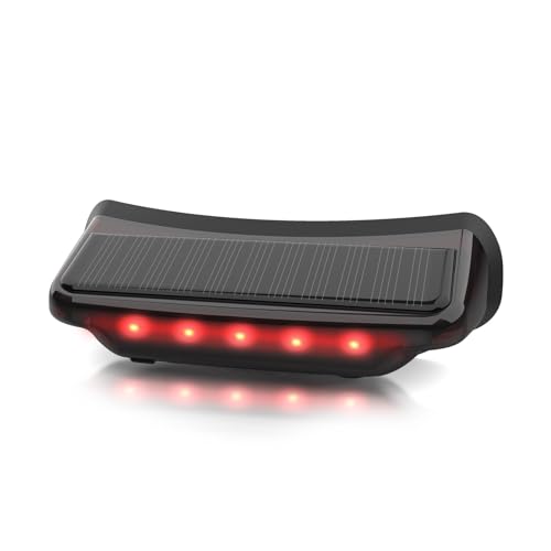 Solar Motorcycle Helmet Light, Moman Solar Powered Bicycle LED Safety Light with Brake Sensing Ultra Bright Red Warning Light IPX4 Waterproof ABS Material for Night Riding (USB-C Cable NOT Included)
