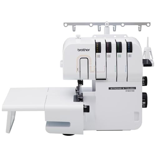 Brother ST4031HD Serger, Strong & Tough Serger, 1,300 Stitches Per Minute, Durable Metal Frame Overlock Machine, Large Extension Table, 3 Included Accessory Feet, 12.99 x 14.37 x 17.01 in., White