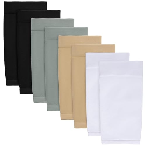 HOVEOX 4 Pairs Tattoo Cover Up Sleeve Forearm Sleeves for Women Men (7.4 inch, black, white, nude, gary)