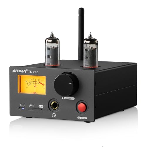AIYIMA T5 V2.0 2 Channel Bluetooth 5.0 Amplifier 160W Hi-Fi Stereo Receiver Headphone Amp with Pre-Output,Class D Amplifier Home Theater Amplificador Low Distortion RCA Inputs