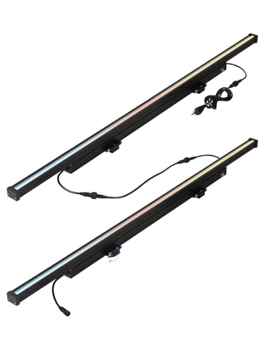 LEONLITE 5CCT 4FT Wall Washer Lights, 35W 110-277V Outdoor Linear Landscape Bar Lighting with Plug, 2000K/3000K/3500K/4000K/5000K Selectable, Waterproof 3150LM, for Building Wall, Park, Pack of 2