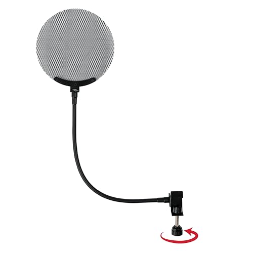 Gator Frameworks Vocal Recording Metal Screen Pop Filter with 12.4-Inch Gooseneck, Great for Podcasting, Broadcasting, and other Content Creation (GFW-POPFILTER-MTL)